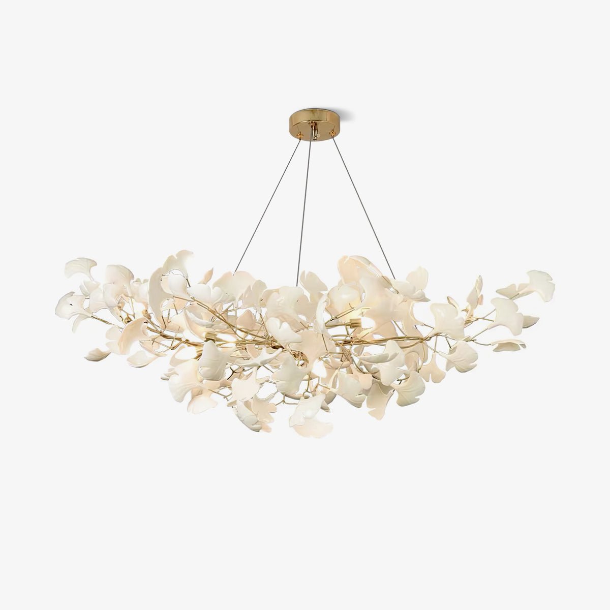 Elegant Ginkgo Chandelier with Handcrafted Ceramic Petals – Customizable Sizes and Colors for Luxurious Lighting 1