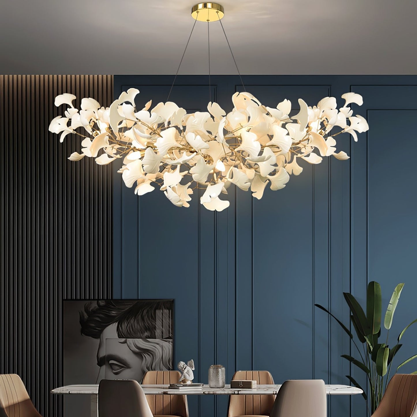 Elegant Ginkgo Chandelier with Handcrafted Ceramic Petals – Customizable Sizes and Colors for Luxurious Lighting 6