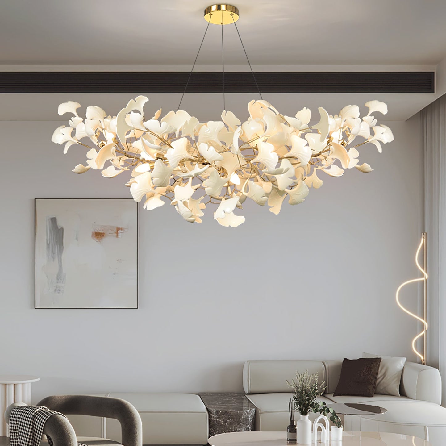Elegant Ginkgo Chandelier with Handcrafted Ceramic Petals – Customizable Sizes and Colors for Luxurious Lighting 7