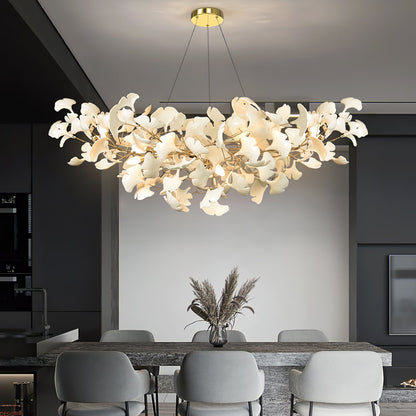 Elegant Ginkgo Chandelier with Handcrafted Ceramic Petals – Customizable Sizes and Colors for Luxurious Lighting 4