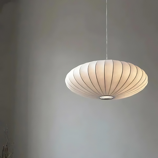 Japandi Silk Pendant Light – 30cm Soft White Hanging Lamp for Serene Modern Interiors 1