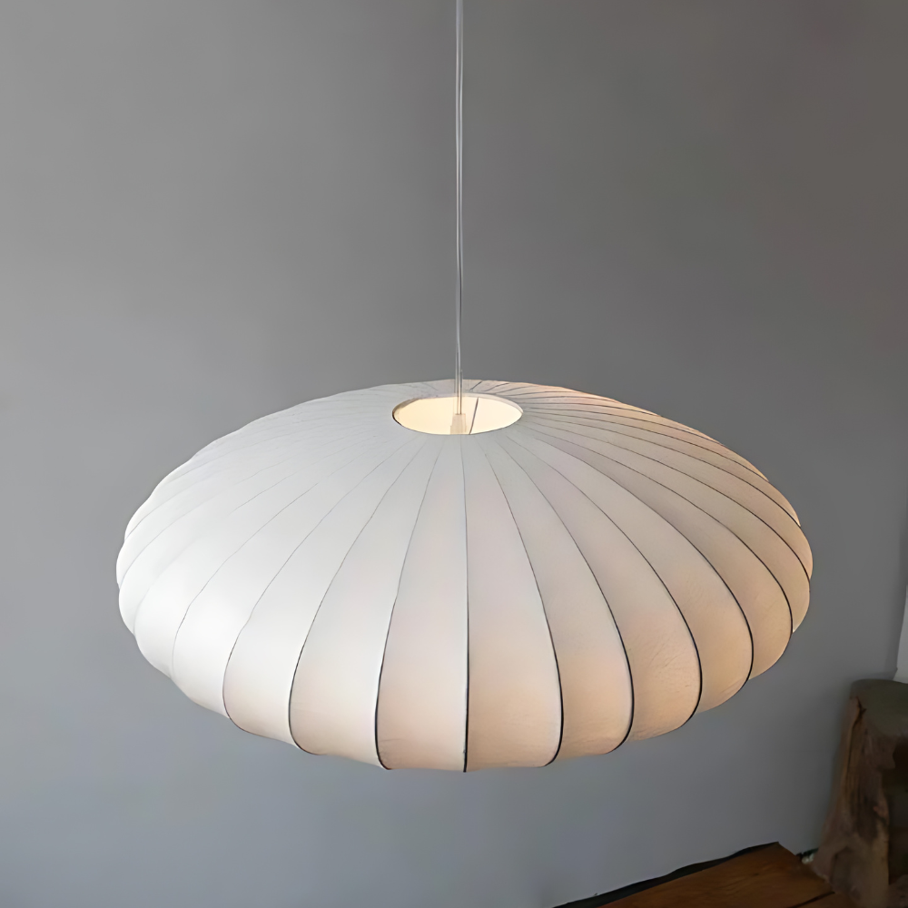 Japandi Silk Pendant Light – 30cm Soft White Hanging Lamp for Serene Modern Interiors 2