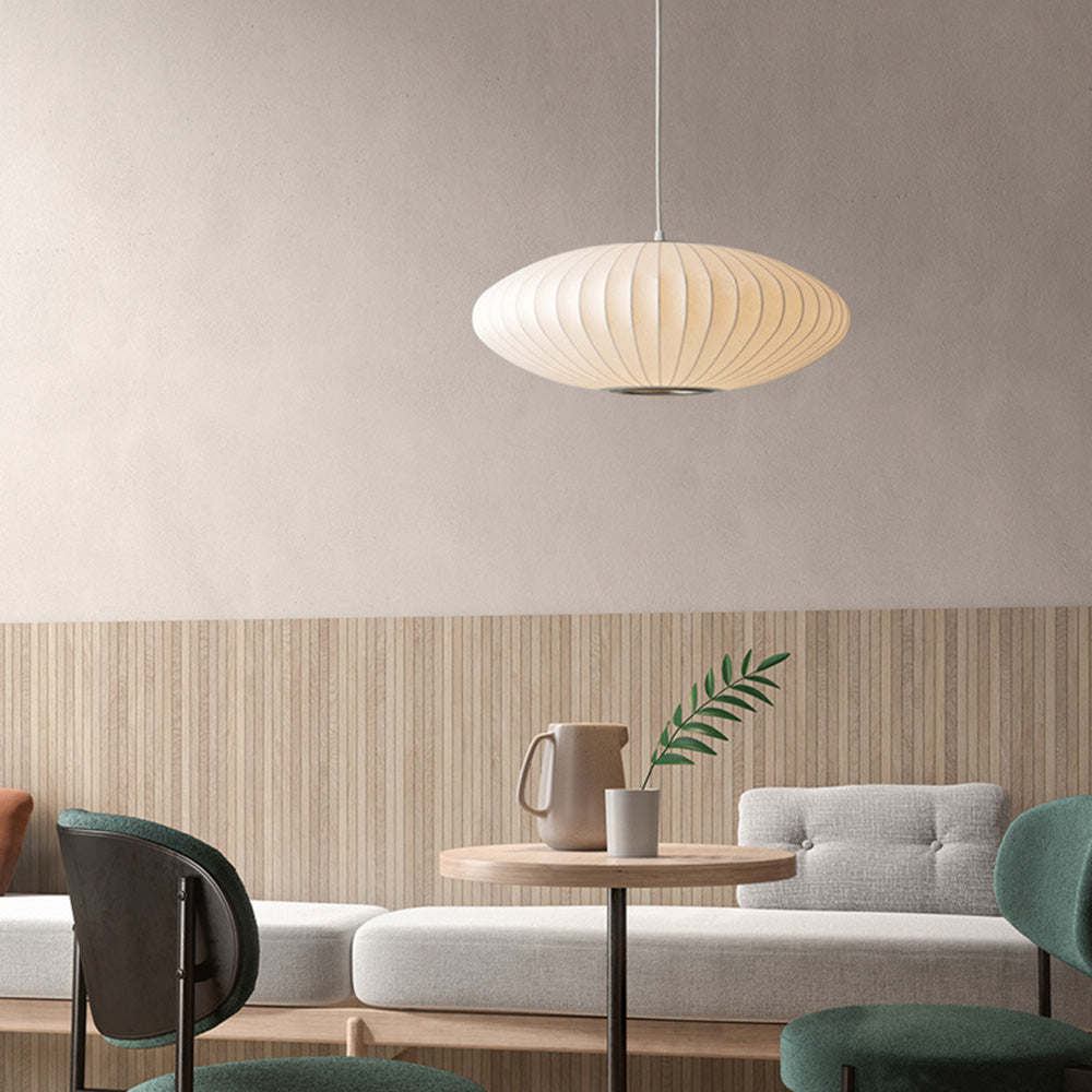 Japandi Silk Pendant Light – 30cm Soft White Hanging Lamp for Serene Modern Interiors 6